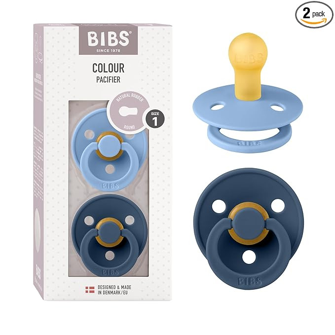 BIBS Colour Baby Pacifier 2-Pack | Made in Denmark | BPA Free Dummy Soother, Round Nipple. Natura... | Amazon (US)