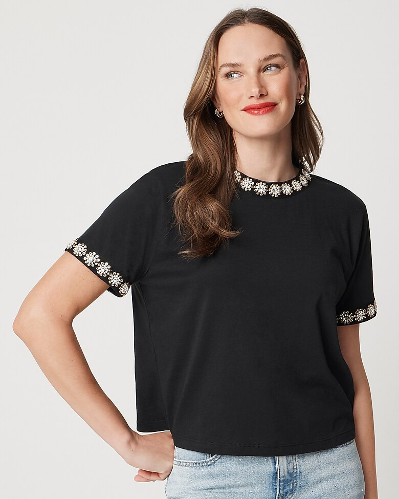 Embellished-trim tee | J.Crew Factory