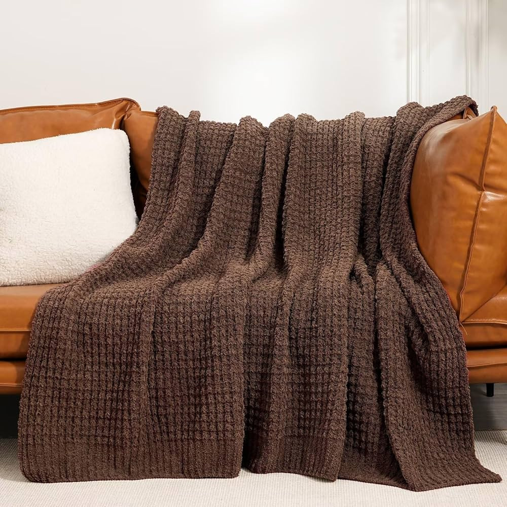PHF Chenille Waffle Knit Throw Blanket- Plush Warm & Cozy 50" x 60" Ultra Soft Blanket- Chunky Fl... | Amazon (US)