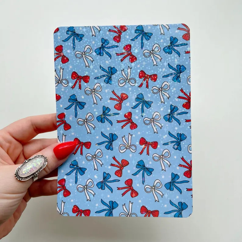 Red White & Blue Bows Kindle Insert | Patriotic Bow Design | Holographic E-reader Decor for Kindl... | Etsy (US)