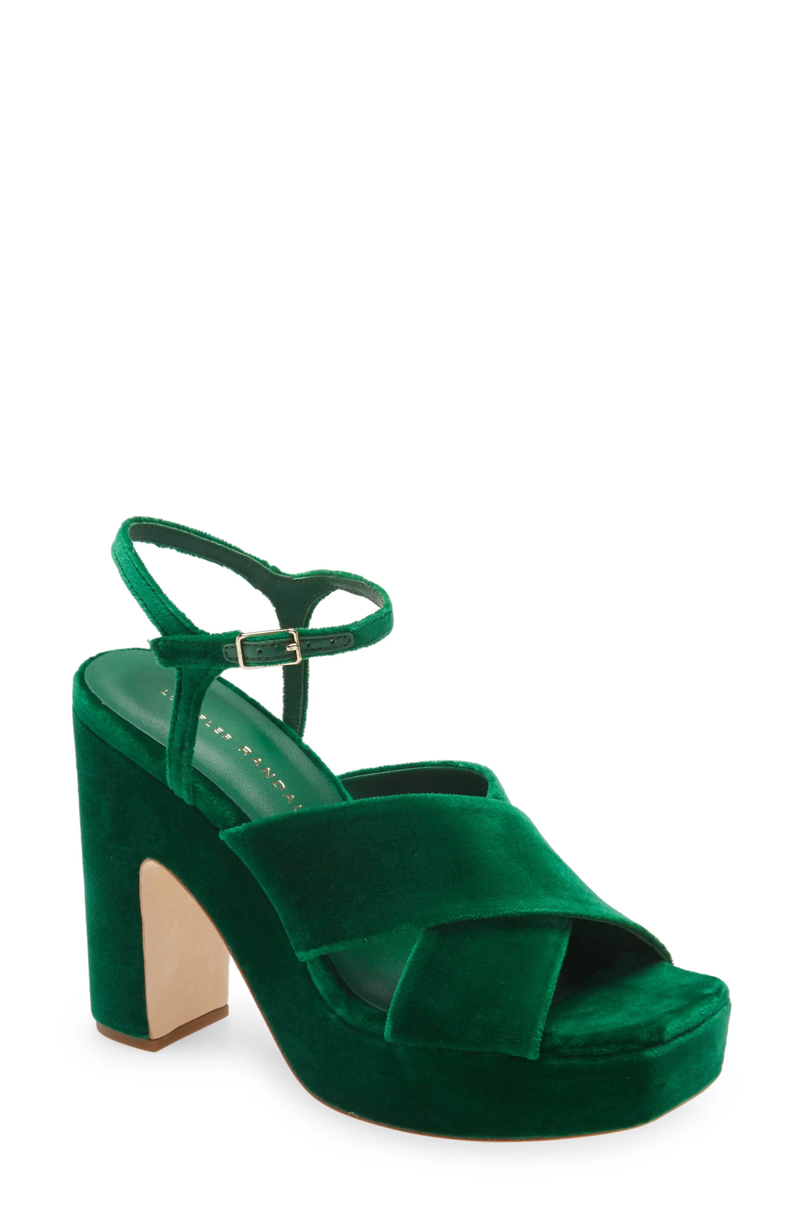 Loeffler Randall Gina Platform Sandal, Size 5 in Emerald at Nordstrom | Nordstrom