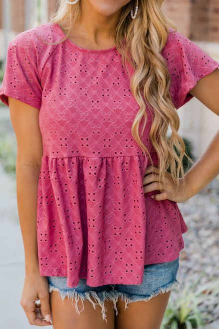 My Best Wish Dark Pink Blouse | The Pink Lily Boutique