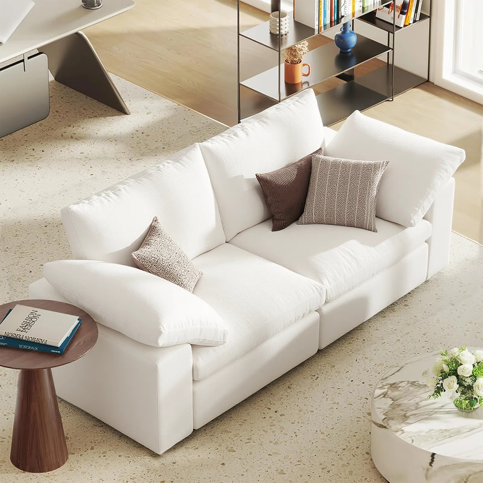 Ebern Designs 78.7" Modular Loveseat Sofa, Deep Seat Comfy Cloud Couch, White Couches for Living ... | Wayfair North America