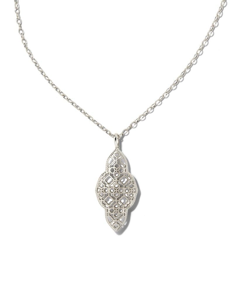 Kendra Scott Abbie Long Pendant Necklace in Silver | Plated Brass | Kendra Scott