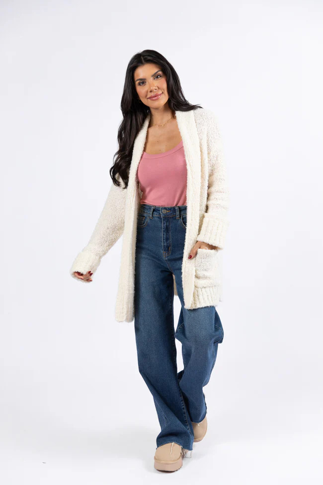 All Time Fav Cream Fuzzy Cardigan DOORBUSTER | Pink Lily