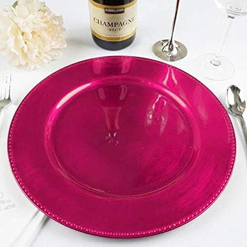 Efavormart 6 pcs 13" Hot Pink Beaded Round Charger Plates for Tabletop Decor Holiday Wedding Cate... | Amazon (US)