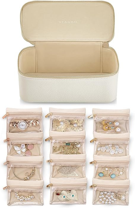 Vlando Travel Jewelry Case,Jewelry Box with 12 Velvet Jewelry Pouch Jewelry Travel Organizer for ... | Amazon (US)