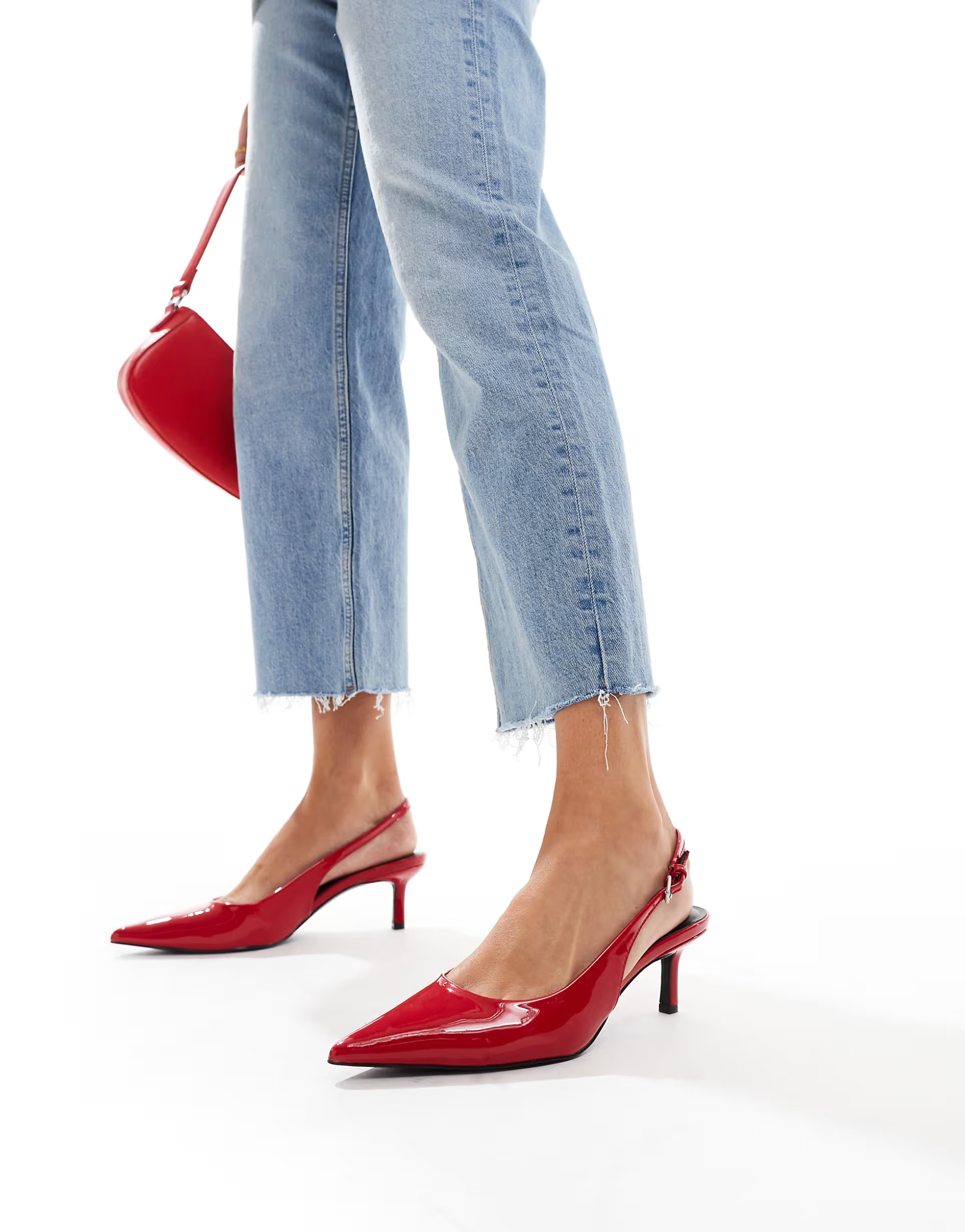Pull&Bear kitten heel slingback in red | ASOS (Global)
