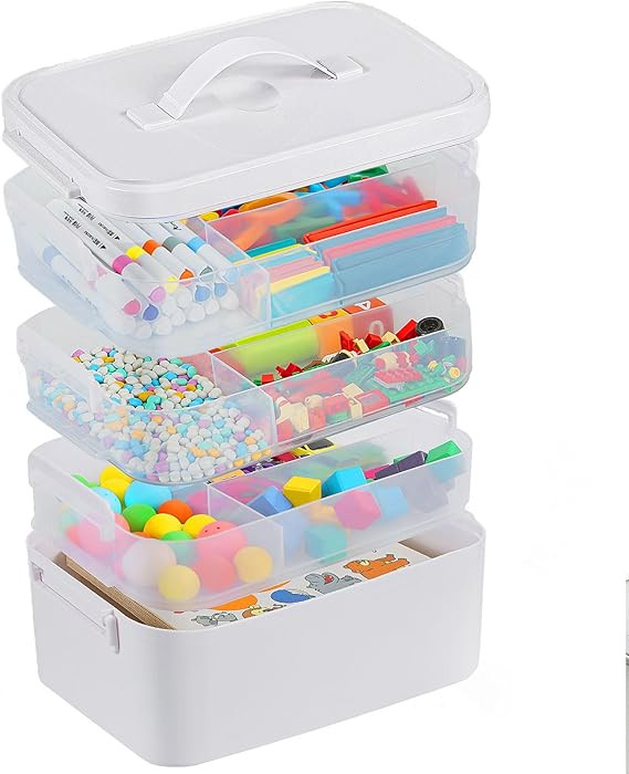 4-Layer Plastic Craft Organizers and Storage Box with Removable Trays, Storage Containers with li... | Amazon (US)