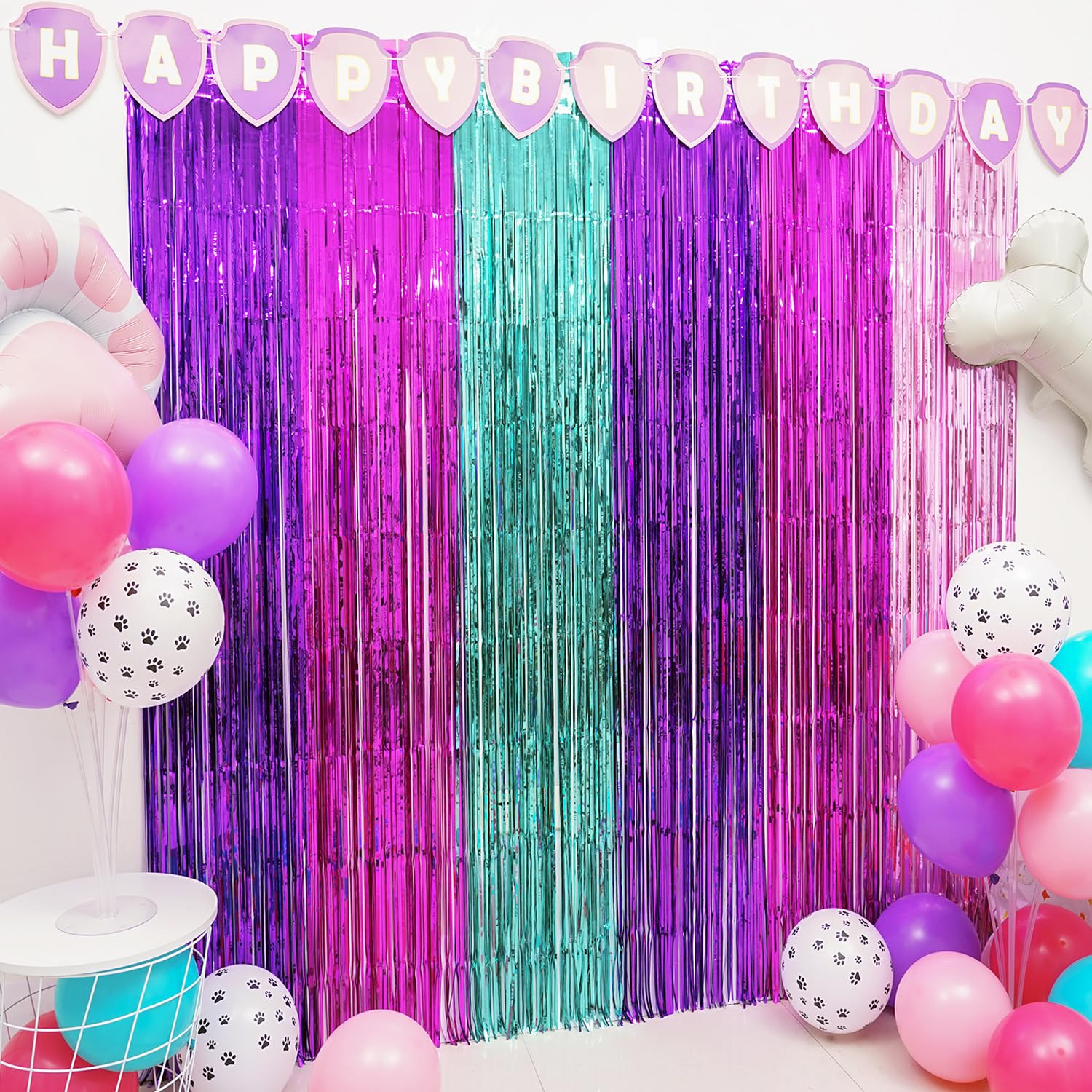 Pink Paw Puppy Patrol Birthday Decorations for Girls, 2 Pack Pink Paw Party Photo Booth Prop, Pur... | Amazon (US)