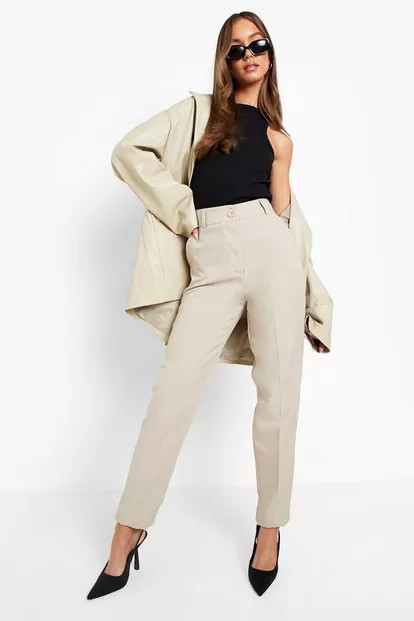 Pleat Front Tapered Dress Pants | Boohoo.com (US & CA)