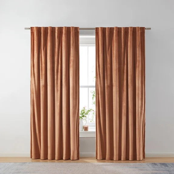 Better Homes & Gardens Dutch Velvet Solid 100% Blackout Single Curtain Panel, Spice, 52" W x 95" ... | Walmart (US)
