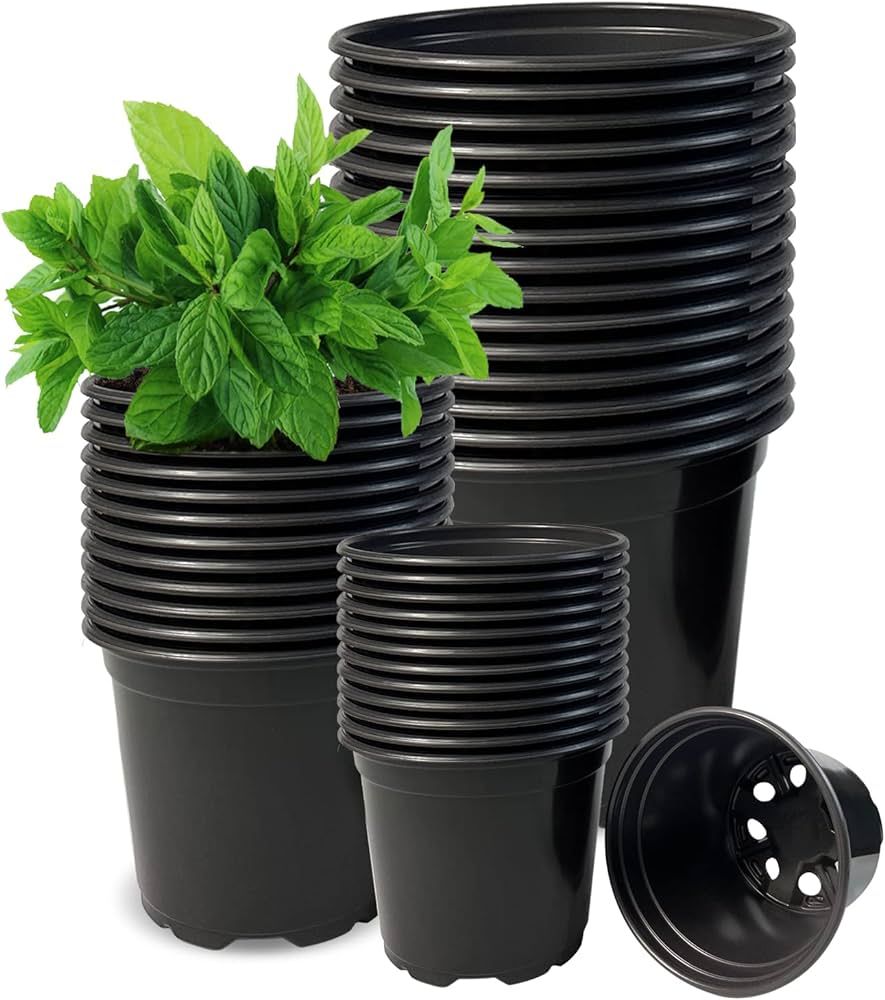 RAOOKIF 3 4 5 6 7 Inch Nursery Pots Variety Pack, 35pcs Durable Plastic Plant Pots with Drainage ... | Amazon (US)