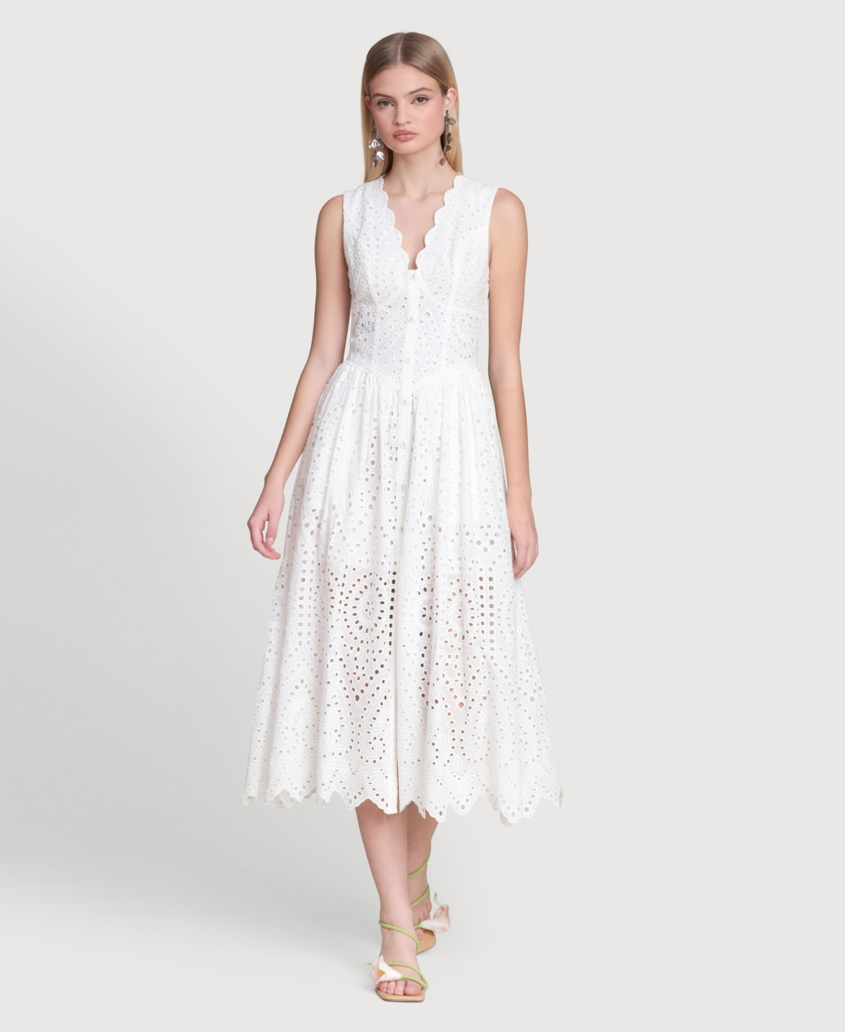 Avec Les Filles Women's V-Neck Sleeveless Midi Dress - White | Macy's