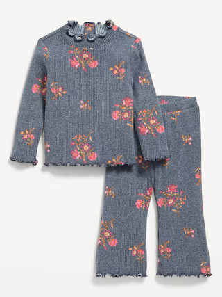 Plush Ribbed Long-Sleeve Top and Flare Pants Set for Baby | Old Navy (US)