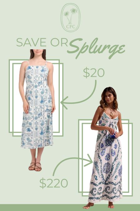 Blue tile print dress for under $50. Great for a trip to Santorini, Greece or anywhere this summer  