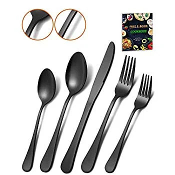 Matte Black Silverware Set - HEAVY DUTY 45 Pieces Stainless Steel Flatware Utensils Cutlery Tablewar | Walmart (US)