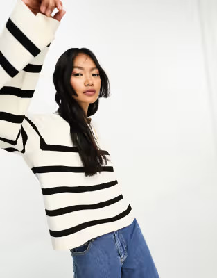 & Other Stories stripe knitted sweater in off white and black | ASOS (Global)