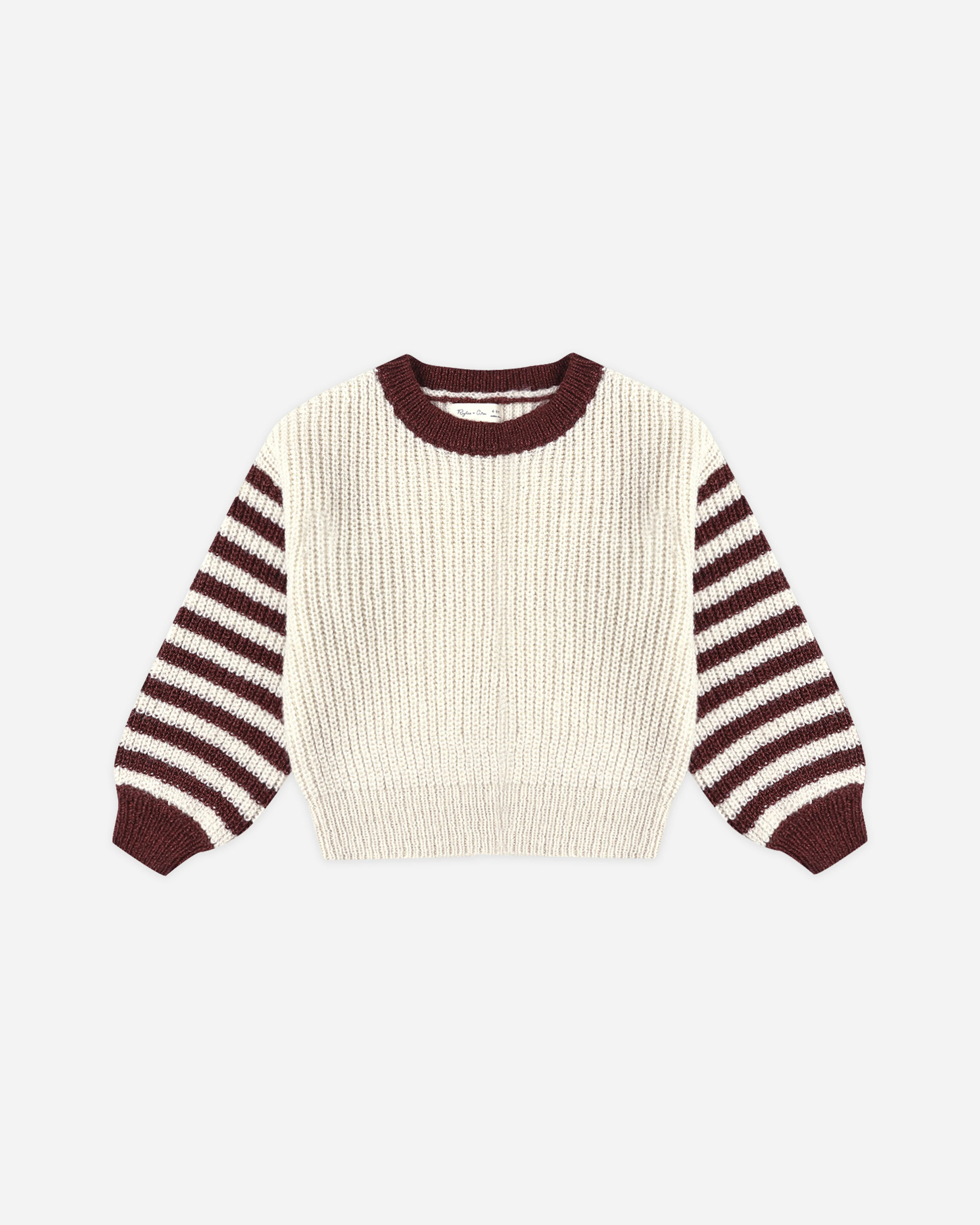 Aspen Sweater || Burgundy Stripe | Rylee + Cru