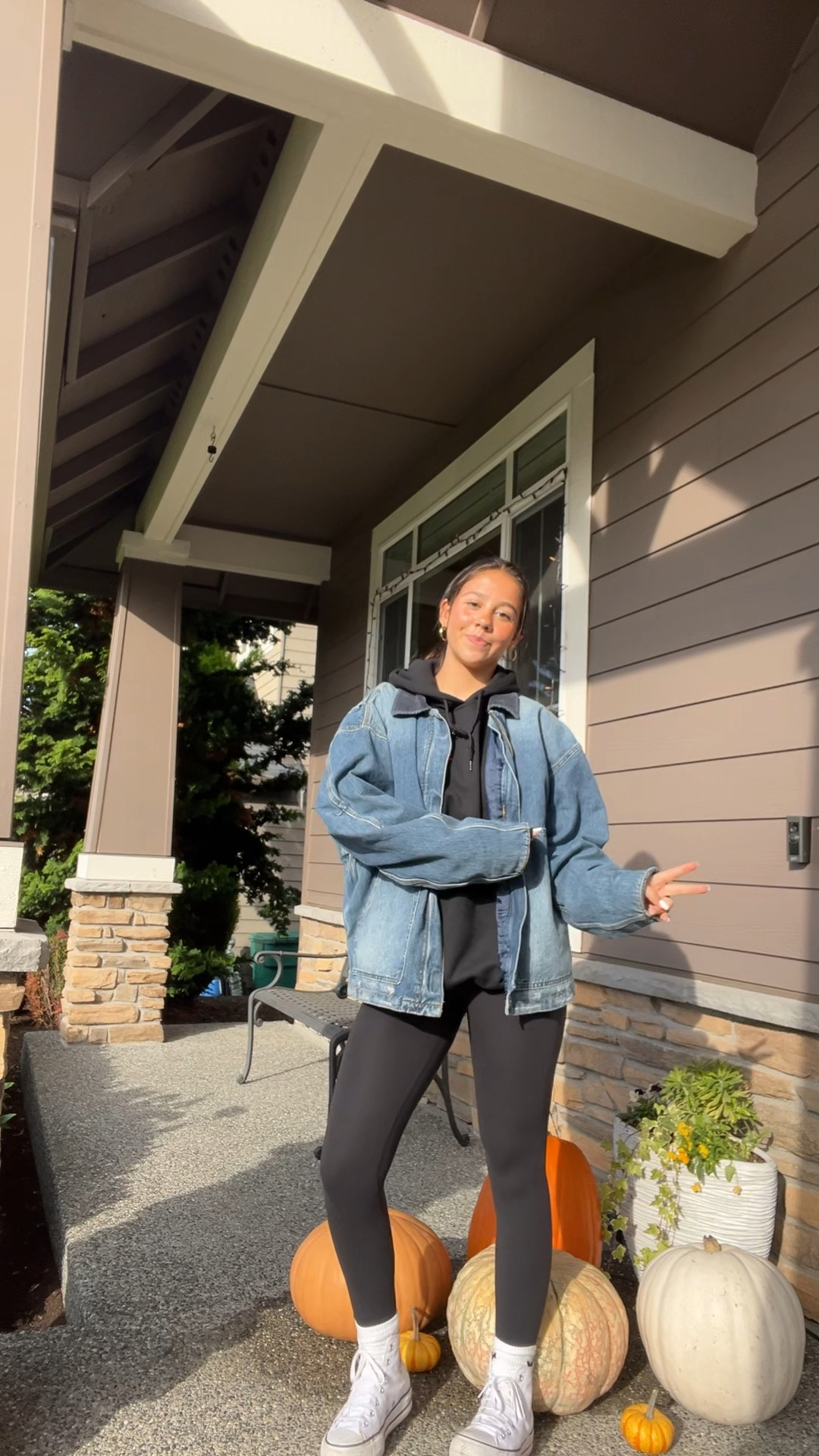 my outfit tiktok from school!!
sweatshirt: medium
jean jacket: medium
leggings: 2 
