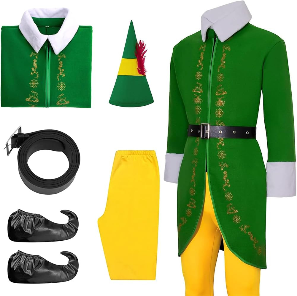 the Elf Costume Men Christmas Elf Costume for Men Elf Costume Cosplay Full Set for Adult Christma... | Amazon (US)