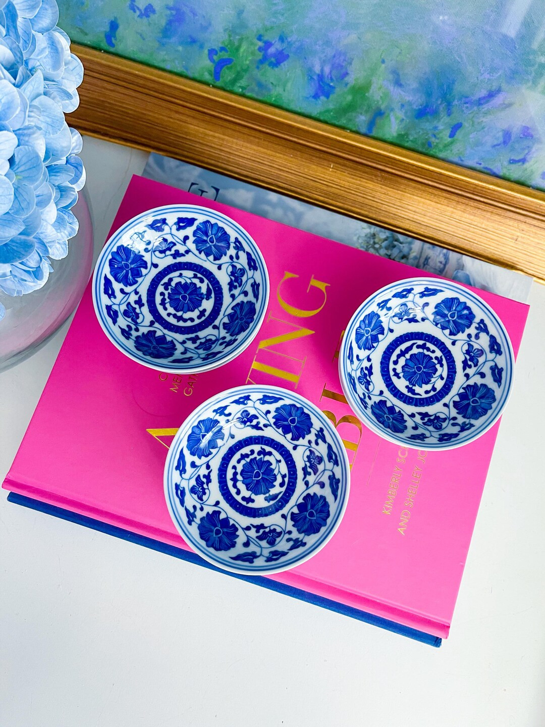 Set of 4 Vintage 4 Blue and White Food Safe Condiment Bowl Chinoiserie Chic, Grandmillennial Styl... | Etsy (US)