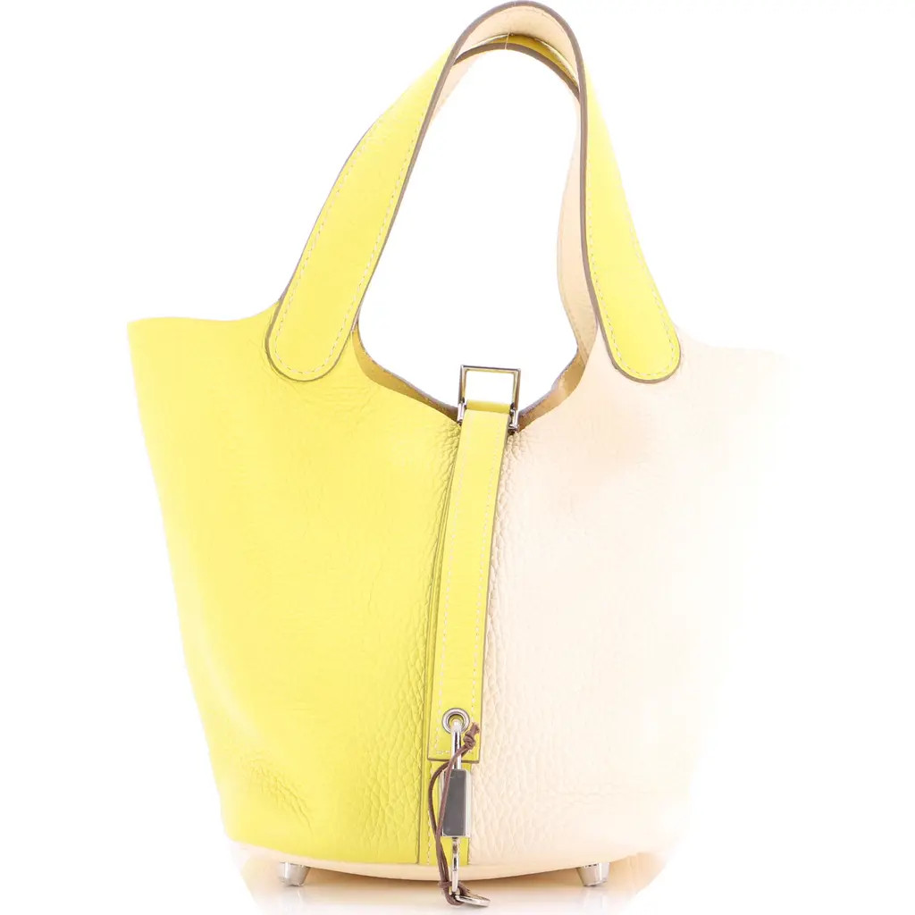 Pre-Owned Hermes Picotin Lock Bag Bicolor Clemence PM in Bicolor - Nata/lime at Nordstrom, Size X-Small | Nordstrom