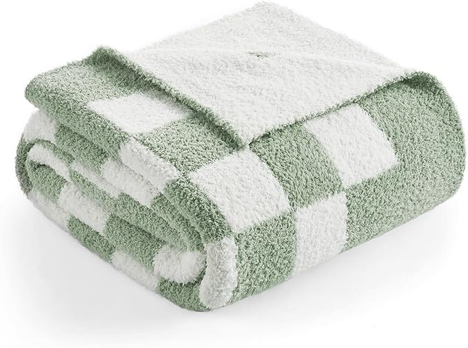 Snuggle Sac Checkered Throw Blanket for Couch, Super Soft, Cozy Warm Knit Blankets, Reversible Pl... | Amazon (US)