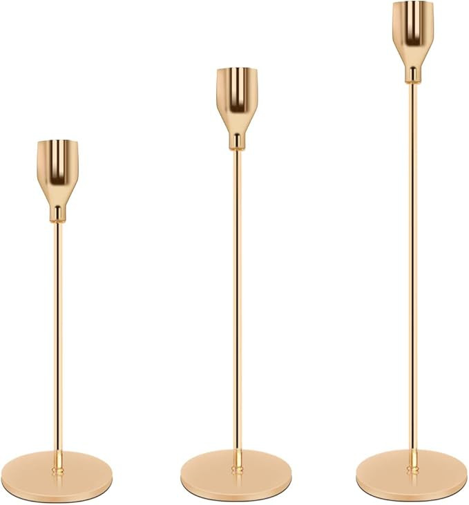 Taper Candle Holders Gold Table Decorative Candlestick Holder for Wedding Dinning Party Candle Ho... | Amazon (US)