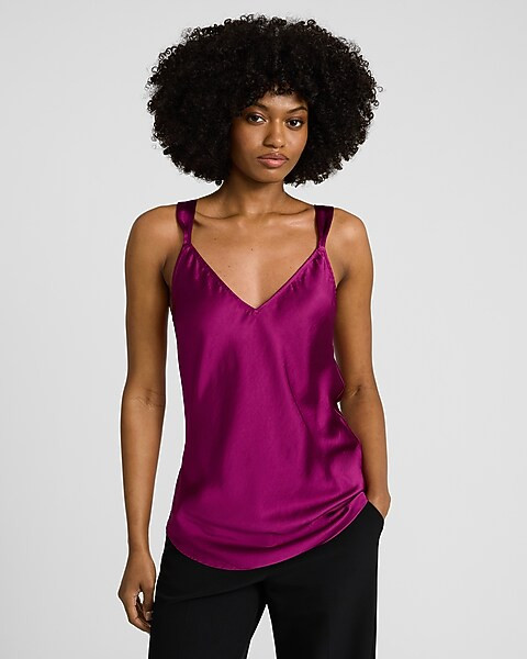 Satin V-Neck Tank | Express