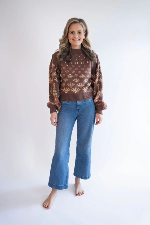 Pearl Embellished Puff Sleeve Sweater | Edit No. 5 Boutique