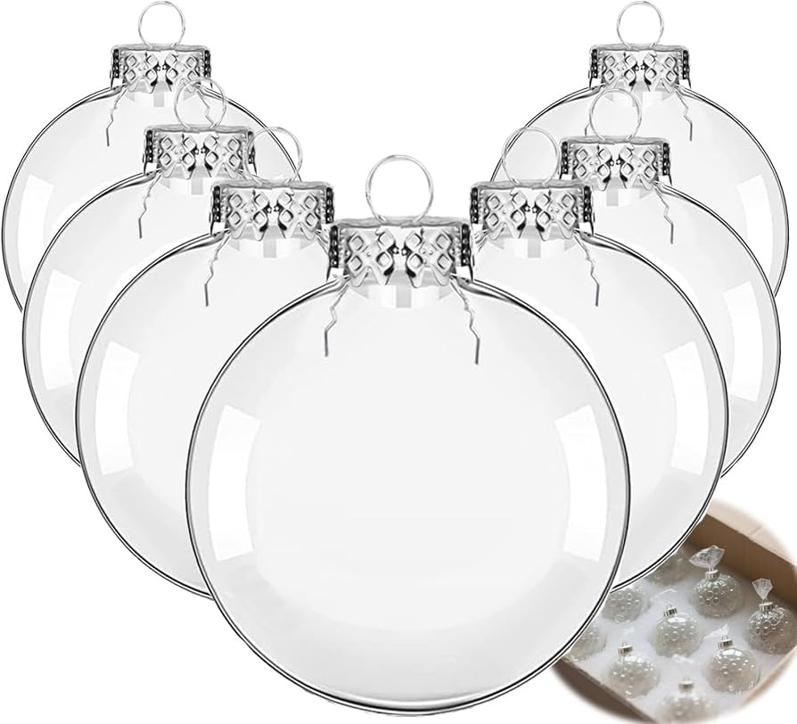 Clear Glass Christmas Ornaments, 3.15 inch DIY Christmas Ornaments Balls, Glass Ornaments for Cra... | Amazon (US)