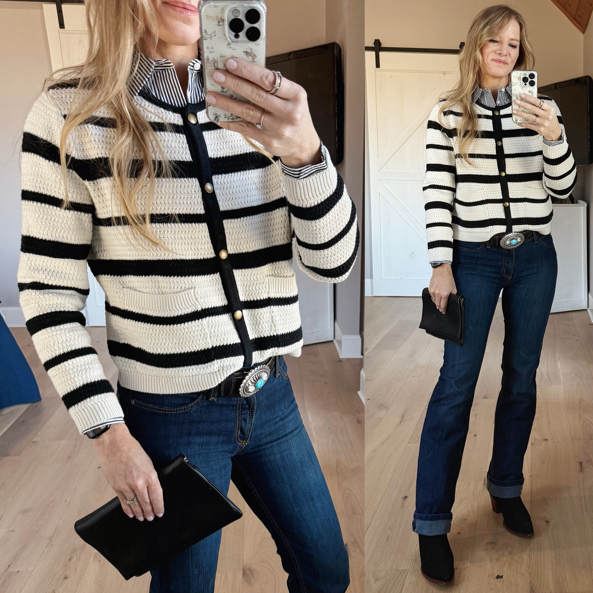 Dressy jeans outfit

Size reference 5’ 9” 140 lbs

Lady like cardigan- small

Black stripe button up- 8
(Polo Ralph Lauren)

Boot cut jeans - 3/27 x XLong
(Cinch Jenna Slim)

Black suede cowboy boots - old Dan Post




🔍dressy western jeans outfit. Bootcut jeans outfit. Women’s Cowboy boots and jeans outfits.
Winter western outfits. Spring western outfit. Target sweaters. Black Cowboy boots outfits. 

#LTKFindsUnder50 #LTKFindsUnder100 #LTKSaleAlert