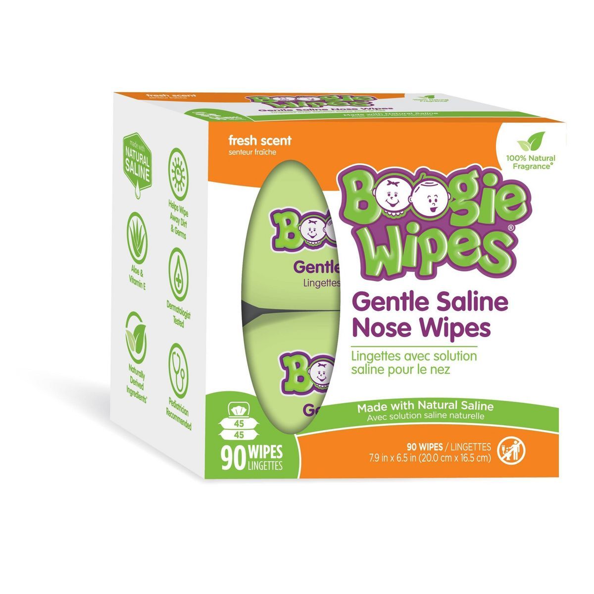 Boogie Wipes Saline Nose Wipes Fresh Scent - 90ct | Target