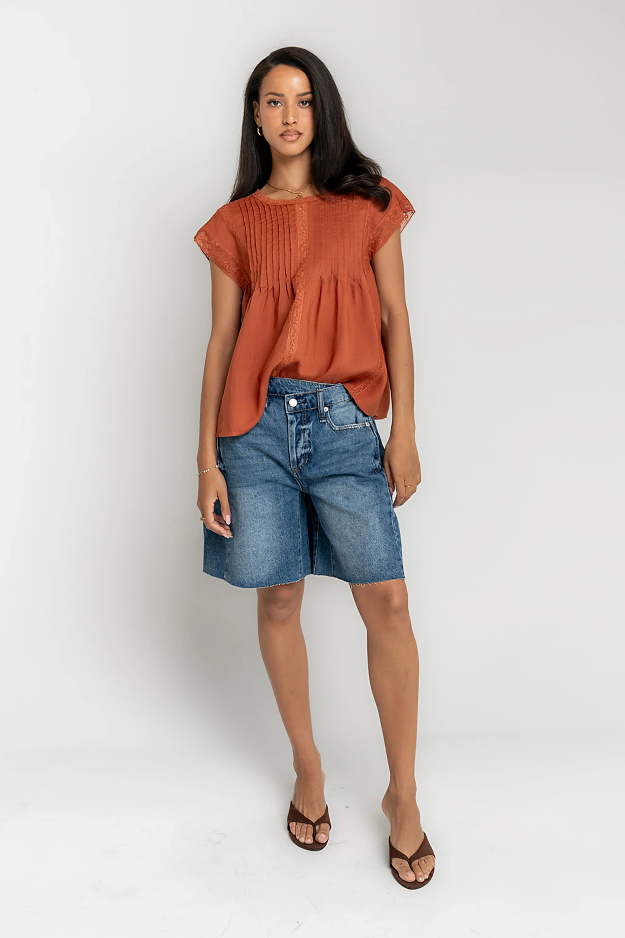 Cambree Pleated Blouse in Terracotta | Böhme US