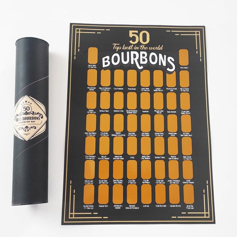 Bourbon Bucket List Poster - Bourbon Check List -  Bourbon Lovers - 50 Best Bourbons or Whiskey S... | Etsy (US)