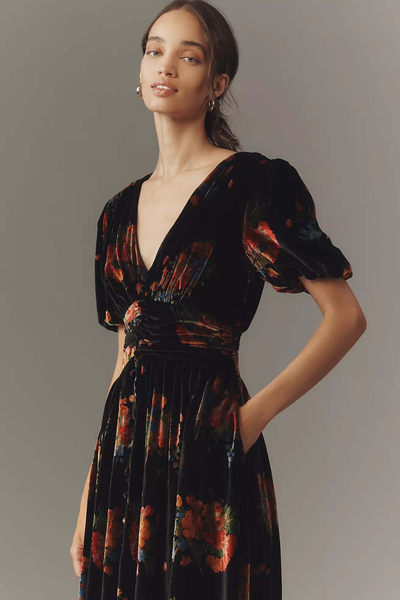 The Katerina Button-Front Dress: Velvet Edition | Anthropologie (US)