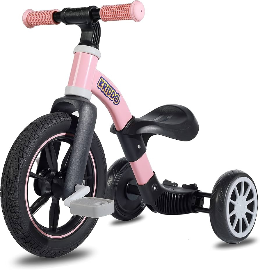 KRIDDO 3-in-1 Kids Tricycles for 2-3 Year Old, Toddler Balance Bike with 12 Inch Front Wheel, Tri... | Amazon (US)
