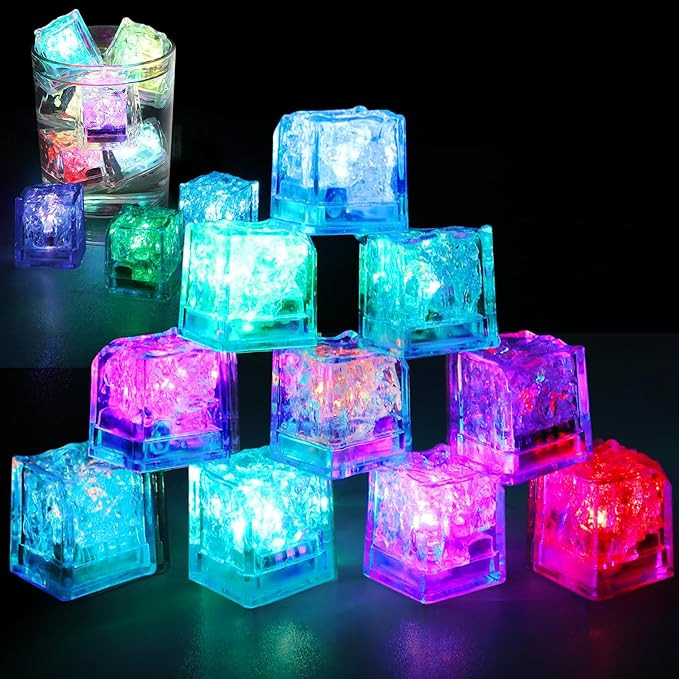 Light Up Ice Cubes for Drinks, 12 Pack MultiColor Led Ice Cubes Reusable Flashing Glow in the Dar... | Amazon (US)
