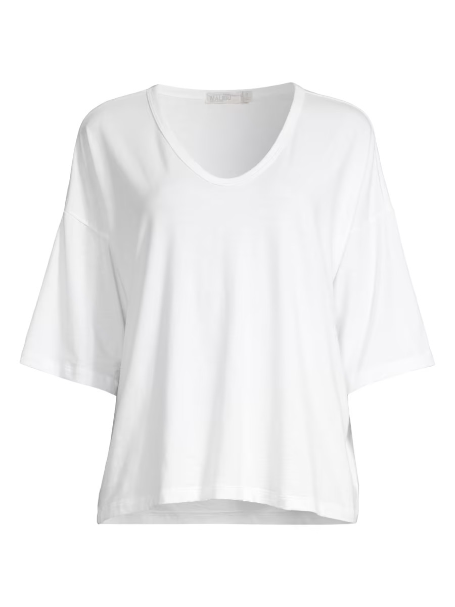 Slub Jersey V-Neck Boxy T-Shirt | Saks Fifth Avenue