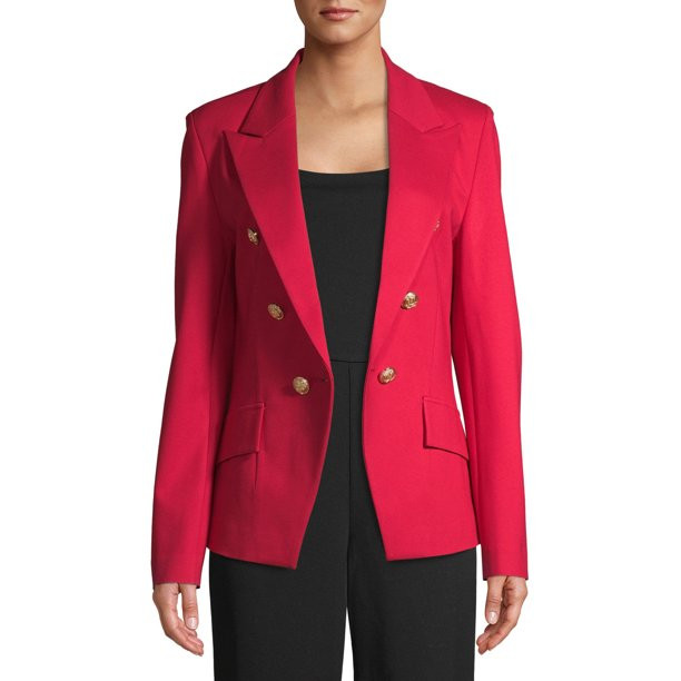 Attitude Unknown Women's Metallic Button Blazer - Walmart.com | Walmart (US)
