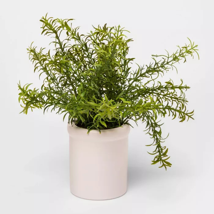 9" x 9" Artificial Rosemary Plant in Ceramic Pot Green/White - Threshold™ | Target