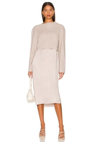 Theory Long Sleeve Layered Dress in Oatmeal from Revolve.com | Revolve Clothing (Global)