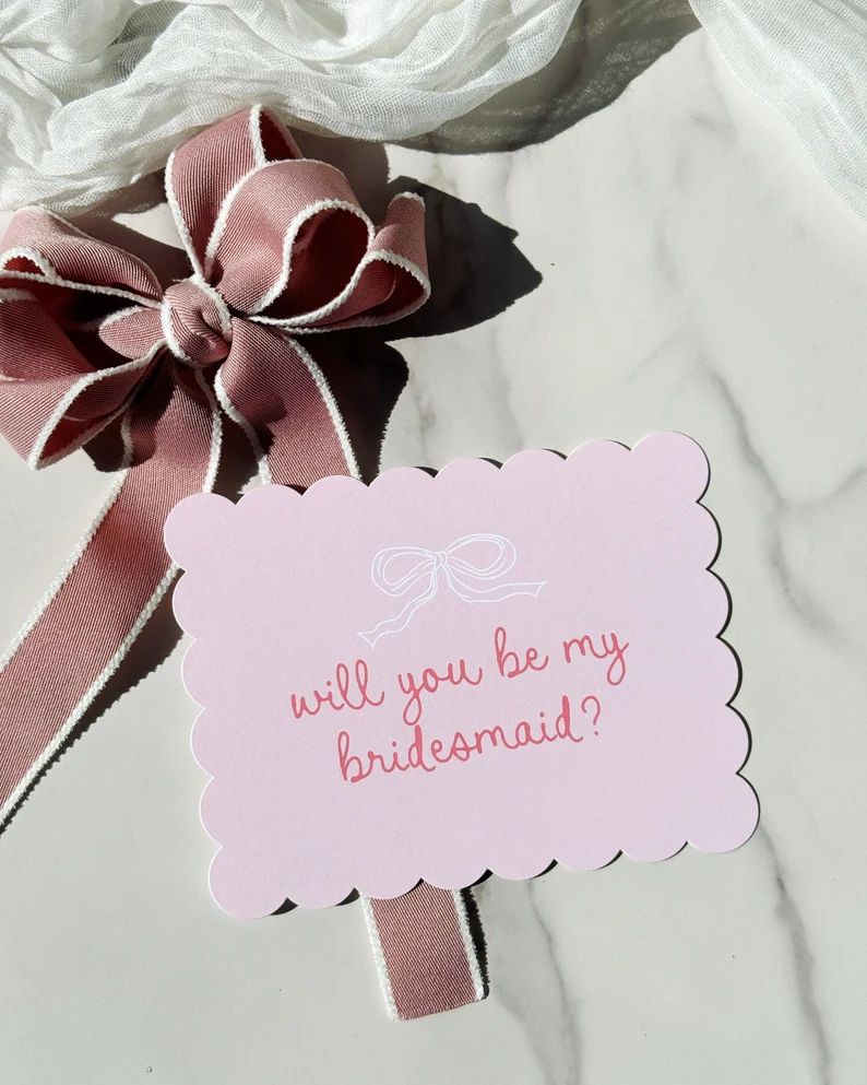 Trendy Bow Bridesmaid Proposal Card, Coquette Aesthetic, Be My Bridesmaid, Unique Bridesmaid Gift... | Etsy (US)