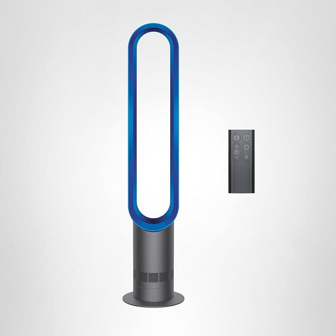 Dyson Cool AM07 Air Multiplier Bladeless Tower Fan, 70° oscillation, 10 levels (Iron/Blue) | Amazon (US)
