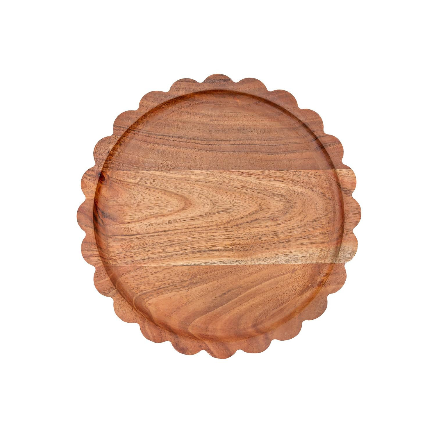 Boston International Acacia Wood Decorative Serving Tray with Scalloped Edges, Large 11" Diameter | Amazon (CA)