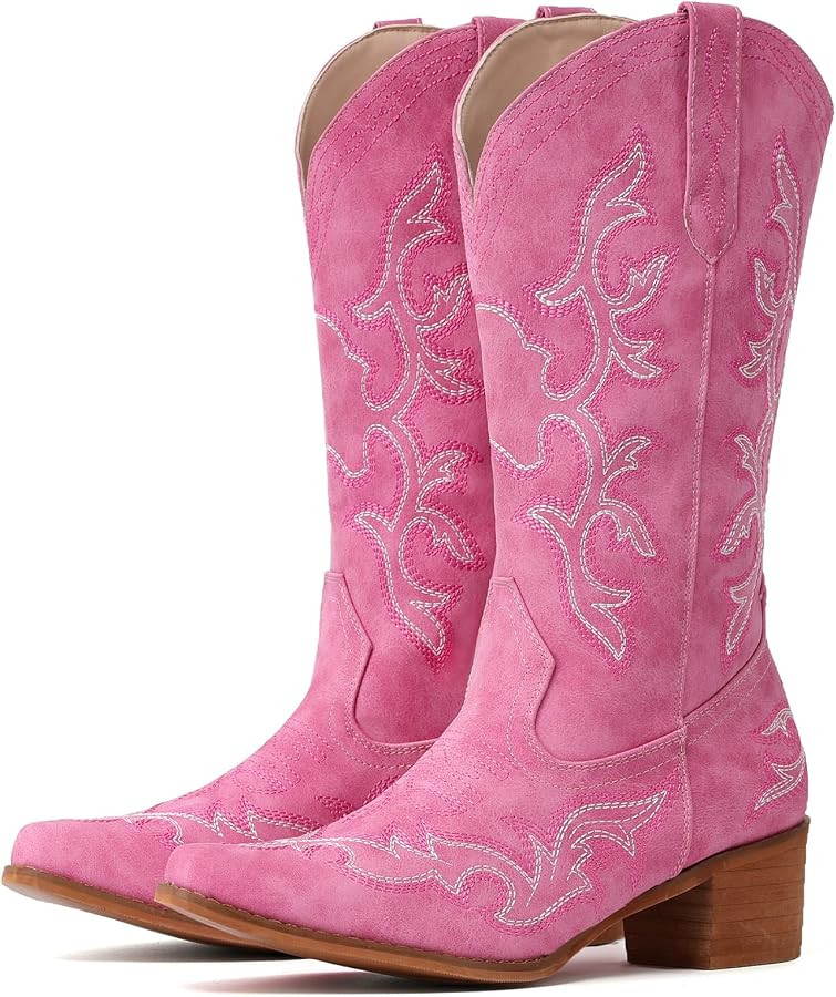 IUV Cowboy Boots For Women Western Boots Cowgirl Classic Fashion Embroidered Pointy Toe Boots | Amazon (US)
