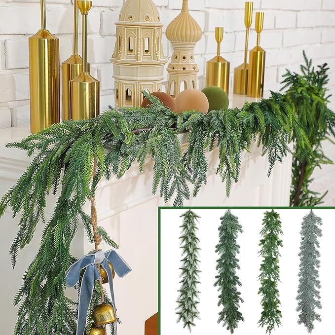 5ft Christmas Garland Decoration,Christmas Norfolk Pine Garland,Artificial Pine Greenery Garland ... | Amazon (US)