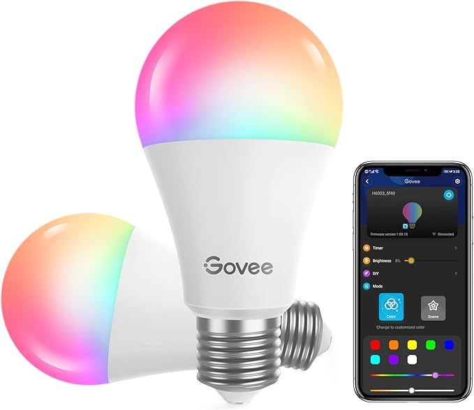 Govee Smart Light Bulbs, Dimmable RGBWW 9W LED Color Changing Bulbs 60W Equivalent, Work with Ale... | Amazon (US)