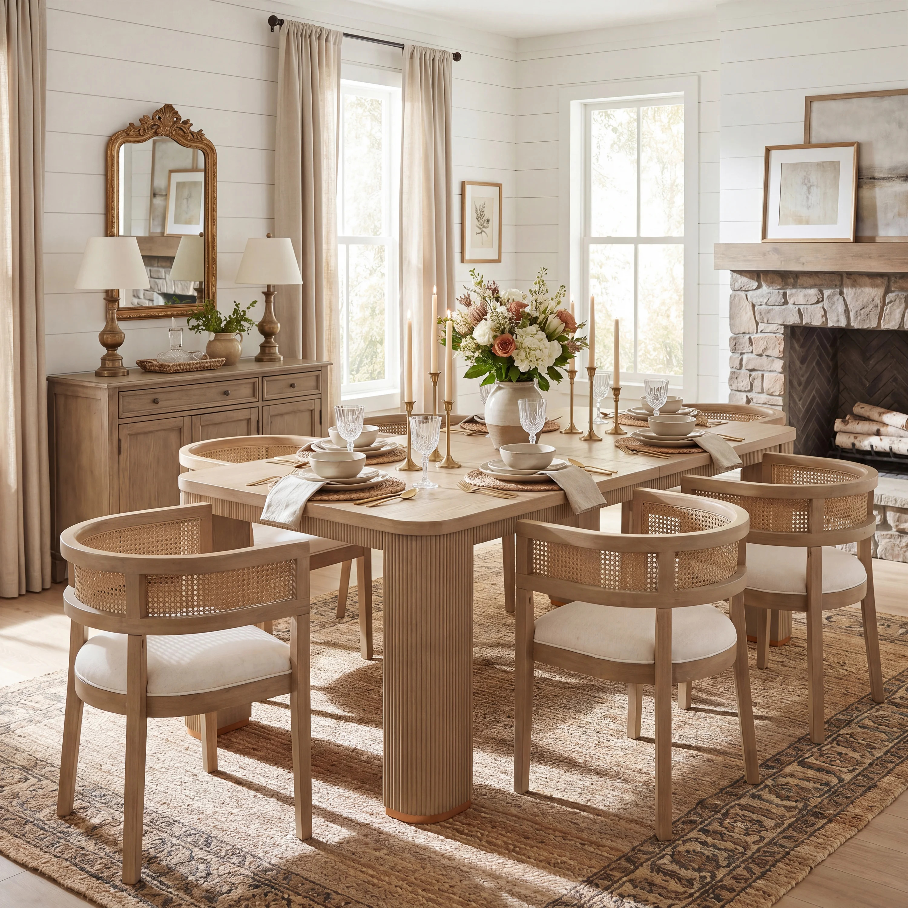 Chassidi 6-Person Dining Table Set With Upholstered Chairs & Wooden Frame | Wayfair North America